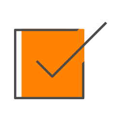 Graphic icon of a checkmark.